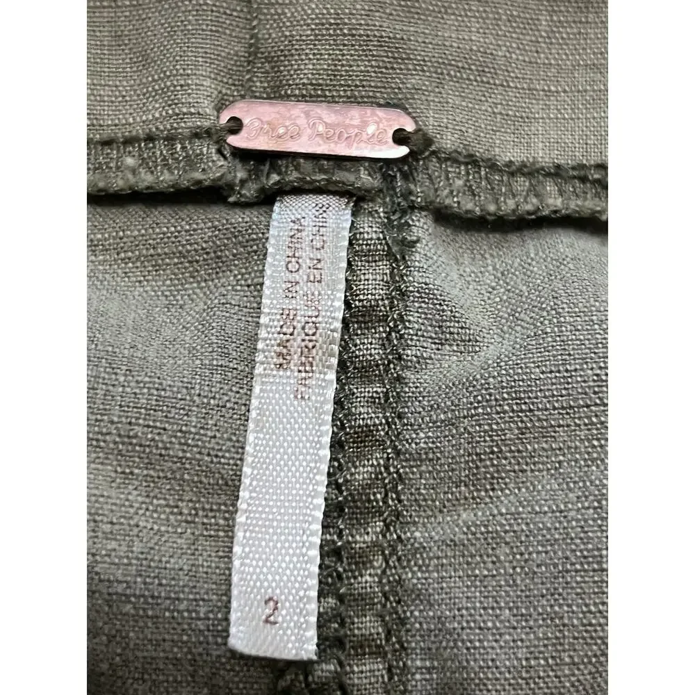 Free People Erika Utility Cargo Mini Skirt Buckle Canteen Green Boho Grunge Sz 2